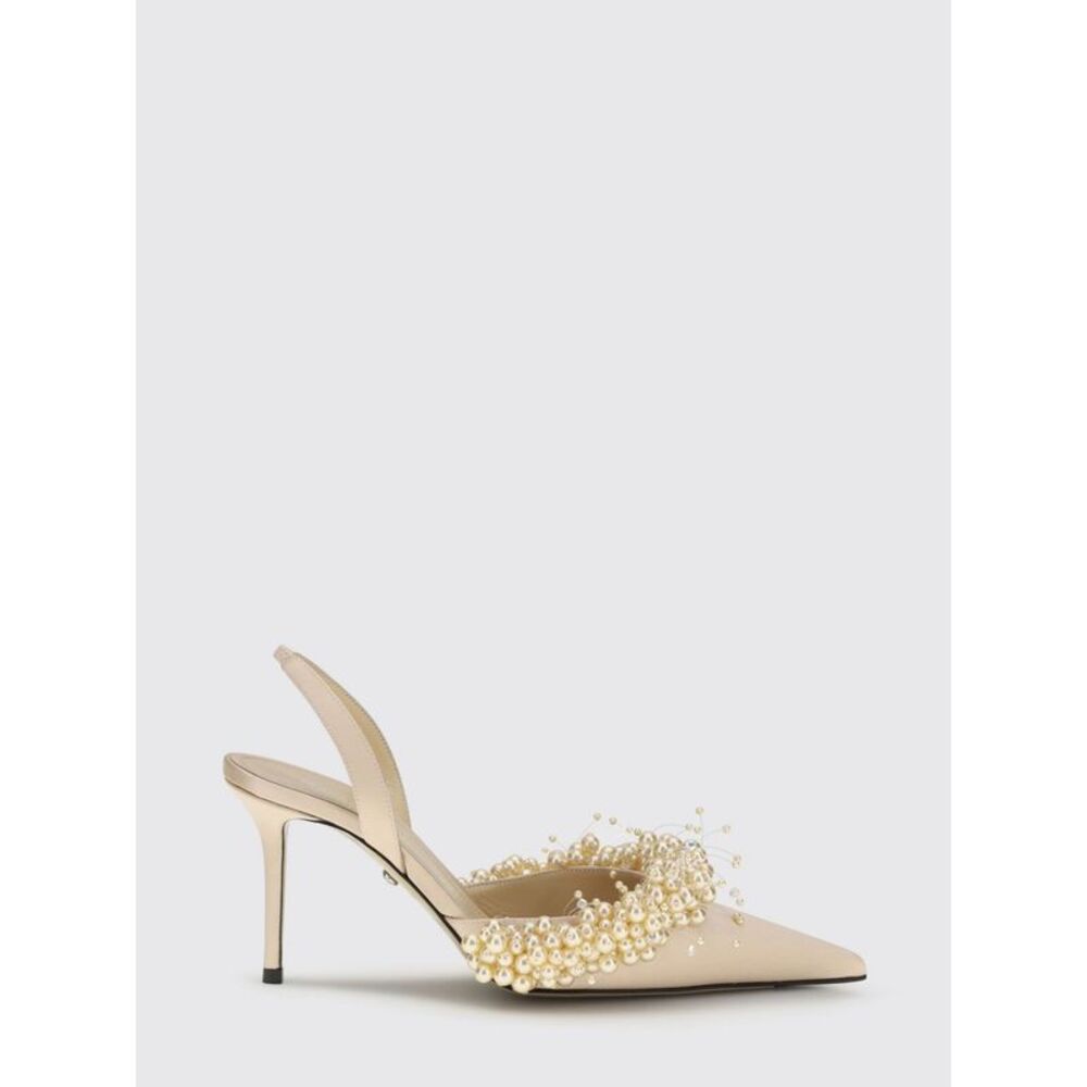 Mach&Mach Women Mach&Mach Silk Satin Slingback Pumps With Synthetic Pearls
